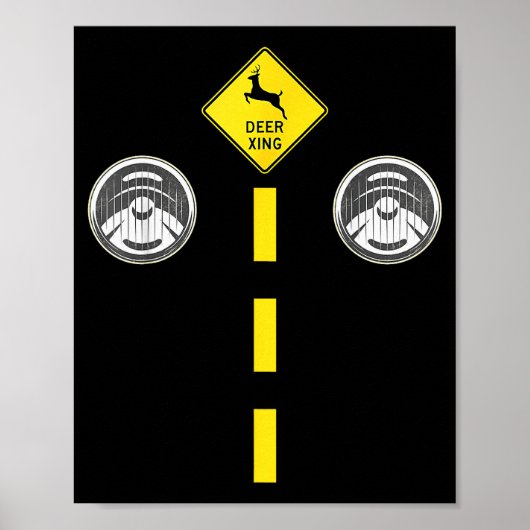 Deer Headlights With Road Markings Couples Costume Poster (Voorkant)