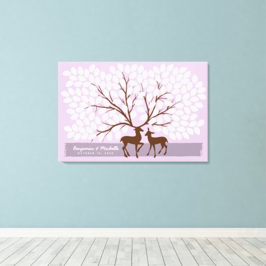 Deer Heart Guest Book Canvas - 150 handtekeningen (Insitu (Houten vloer))