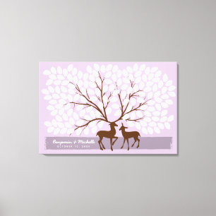 Deer Heart Guest Book Canvas - 150 handtekeningen Afdruk