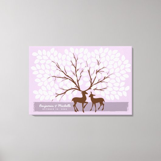 Deer Heart Guest Book Canvas - 150 handtekeningen Afdruk (Voorkant)