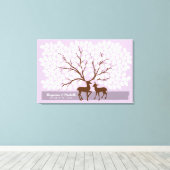 Deer Heart Guest Book Canvas - 150 handtekeningen Afdruk (Insitu (Houten vloer))