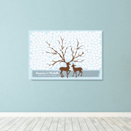 Deer Heart Guest Book Canvas - 250 ruimtes (Insitu (Houten vloer))