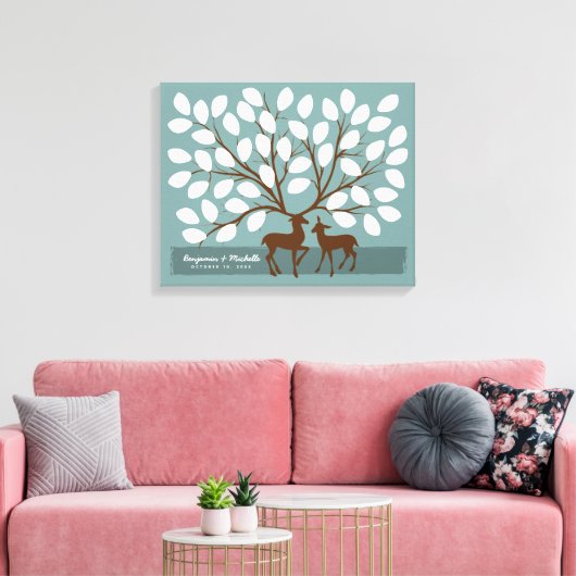 Deer Heart Guest Book Canvas - 50 handtekeningen (Insitu (Woonkamer))
