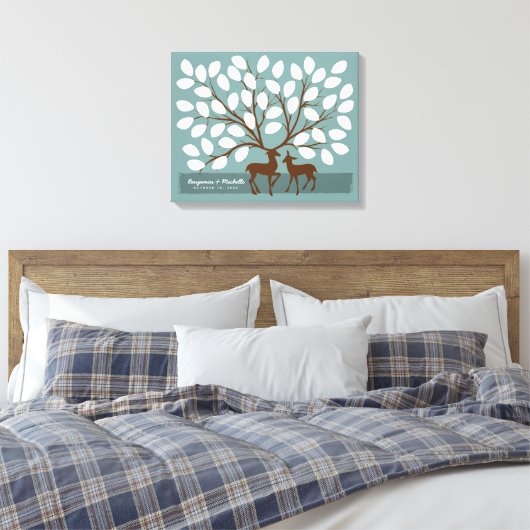 Deer Heart Guest Book Canvas - 50 handtekeningen (Insitu (Slaapkamer))