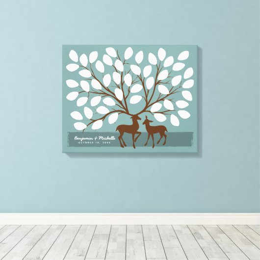 Deer Heart Guest Book Canvas - 50 handtekeningen (Insitu (Houten vloer))