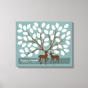 Deer Heart Guest Book Canvas - 50 handtekeningen Afdruk