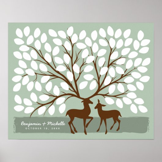 Deer Heart Guest Book Poster - 100 handtekeningen (Voorkant)