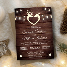 Deer Heart String Lights Rustic Wood Wedding