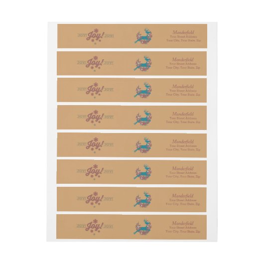 Deer Holly Jolly Joy-etiket voor kerstmis (Vel)