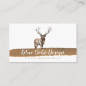Deer Horn Antler Boho Waterverf Logo Visitekaartje (Voorkant)