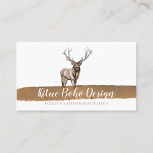 Deer Horn Antler Boho Waterverf Logo Visitekaartje