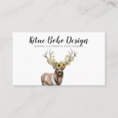 Deer Horn Antler Logo SunFlower Waterverf Visitekaartje (Voorkant)