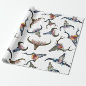 Deer Horn Floral Pattern Cadeaupapier (Uitgerold)