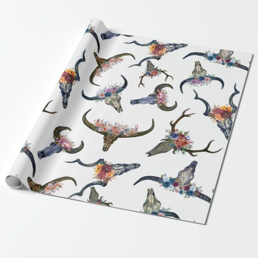 Deer Horn Floral Pattern Cadeaupapier (Uitgerold)