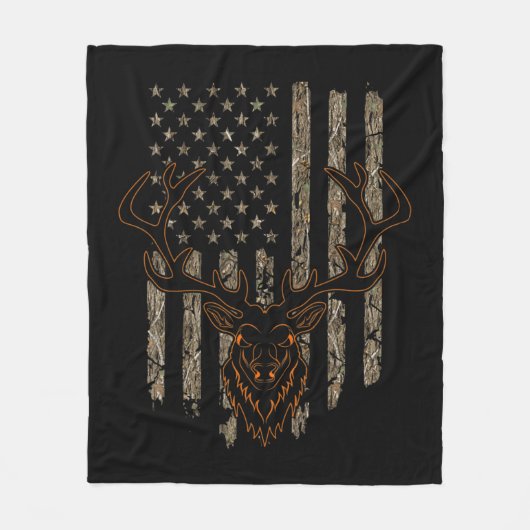 Deer Hunter American Flag Tree Camouflage Deer Hun Fleece Deken (Voorkant)