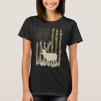 Deer Hunter Amerikaanse vlag Verenigde Staten Elk T-shirt