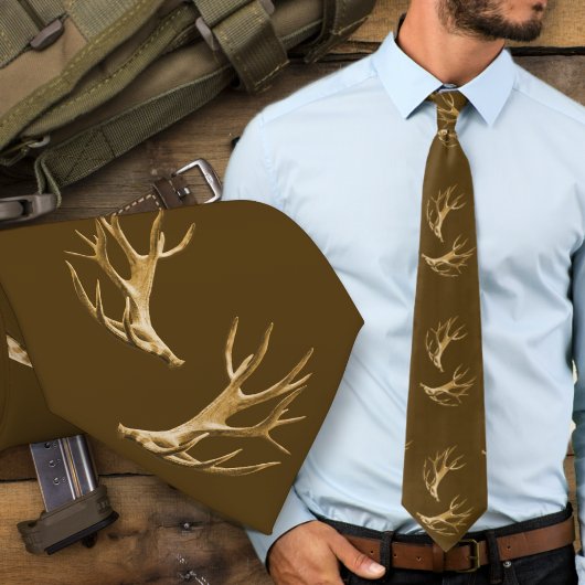 Deer Hunter Antlers Dark Brown Stropdas