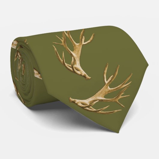 Deer Hunter Antlers Khaki Green Stropdas (Opgerold)