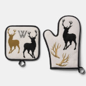 Deer Hunter Antlers Woodsman Ovenwant & Pannenlap Set (Voorkant)
