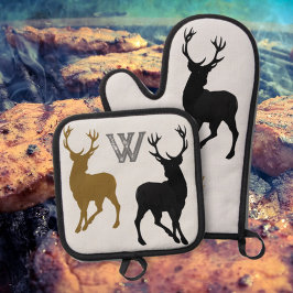 Deer Hunter Antlers Woodsman Ovenwant & Pannenlap Set