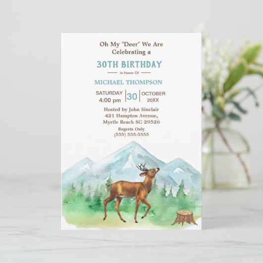 Deer Hunter Any Age Birthday Uitnodiging (Staand voorkant)