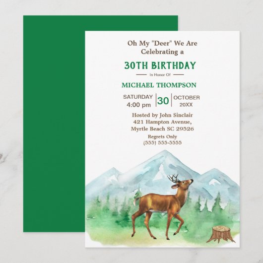 Deer Hunter Any Age Birthday Uitnodiging (Voorkant / Achterkant)