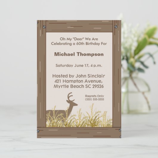 Deer Hunter Birthday Invitation Kaart (Staand voorkant)