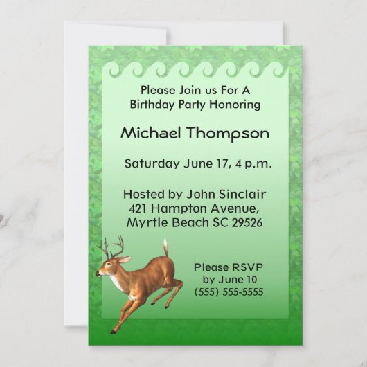 Deer Hunter Birthday Invitation Kaart (Voorkant)
