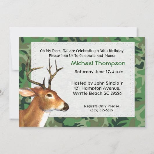 Deer Hunter Birthday Invitation Kaart (Voorkant)