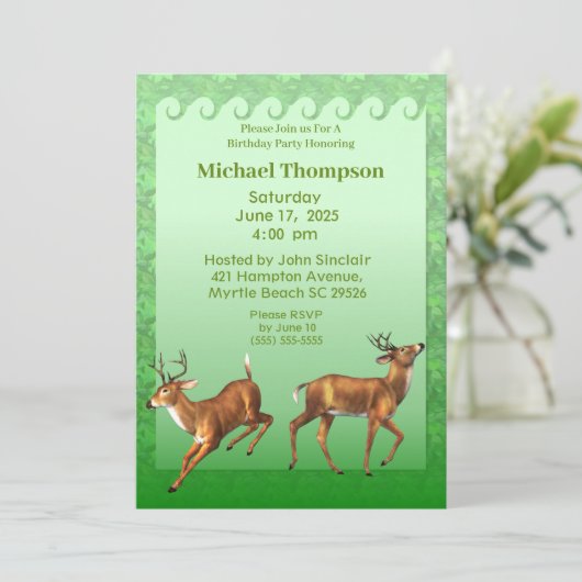 Deer Hunter Birthday Invitation Kaart (Staand voorkant)