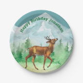 Deer Hunter Birthday Woodland Papieren Bordje (Voorkant)