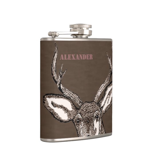 Deer Hunter Buck - Gepersonaliseerd Heupfles (Rechts)