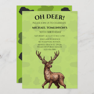 Deer Hunter Camouflage Birthday Uitnodiging