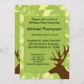 Deer Hunter Camouflage Birthday Uitnodiging (Voorkant / Achterkant)