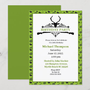 Deer Hunter Camouflage Birthday Uitnodiging
