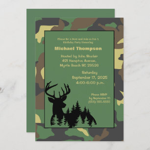 Deer Hunter Camouflage Birthday Uitnodiging