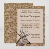Deer Hunter Camouflage Birthday Uitnodiging (Voorkant / Achterkant)