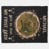 Deer Hunter First Buck Photo Date Name Keepsake Fleece Deken (Voorkant (Horizontaal))