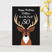 Deer Hunter Funny Old Buck 50ste verjaardag Kaart (Gele Bloem)