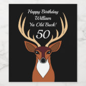 Deer Hunter Funny Old Buck 50ste verjaardag Wijn Etiket (Enkel label)