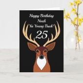 Deer Hunter Funny Young Buck 25e verjaardag Kaart (Gele Bloem)