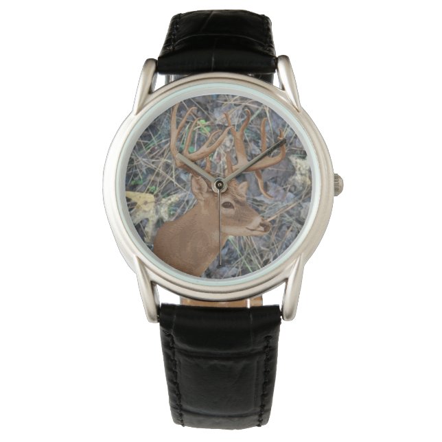 Deer Hunter Gifts, Whitetail Deer Hunting Watch Horloge (Voorkant)