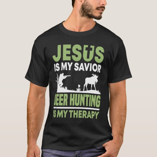 Deer Hunter Hunting Season Jesus Huntsman T-shirt (Voorkant)
