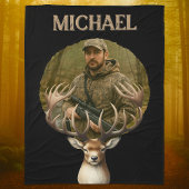 Deer Hunter Personalized Photo Camouflage Name Fleece Deken