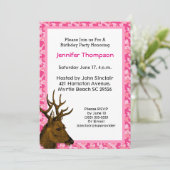 Deer Hunter Pink Camouflage Birthday Uitnodiging (Staand voorkant)