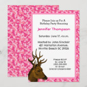Deer Hunter Pink Camouflage Birthday Uitnodiging (Voorkant / Achterkant)
