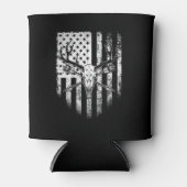 Deer Hunters Deer Skull op Amerikaanse vlag Blikjeskoeler (Voorkant)
