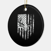 Deer Hunters Deer Skull op Amerikaanse vlag Keramisch Ornament (Links)