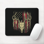 Deer Hunters Deer Skull op Amerikaanse vlag Muismat (Met muis)
