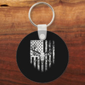 Deer Hunters Deer Skull op Amerikaanse vlag Sleutelhanger (Voorkant)